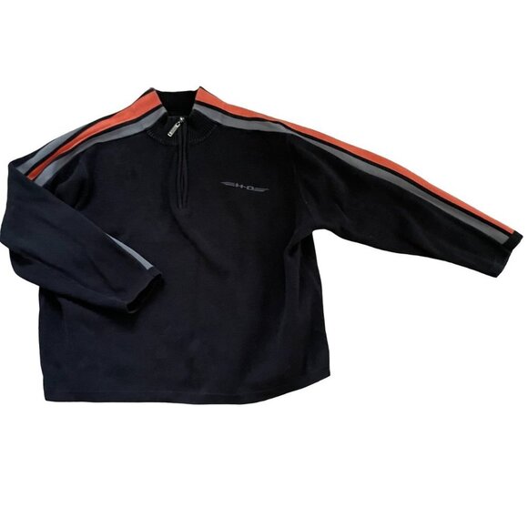 Harley-Davidson Other - Harley Davidson Men Quarter Zip Mock Neck Sweater Three Stripe Black and Orange